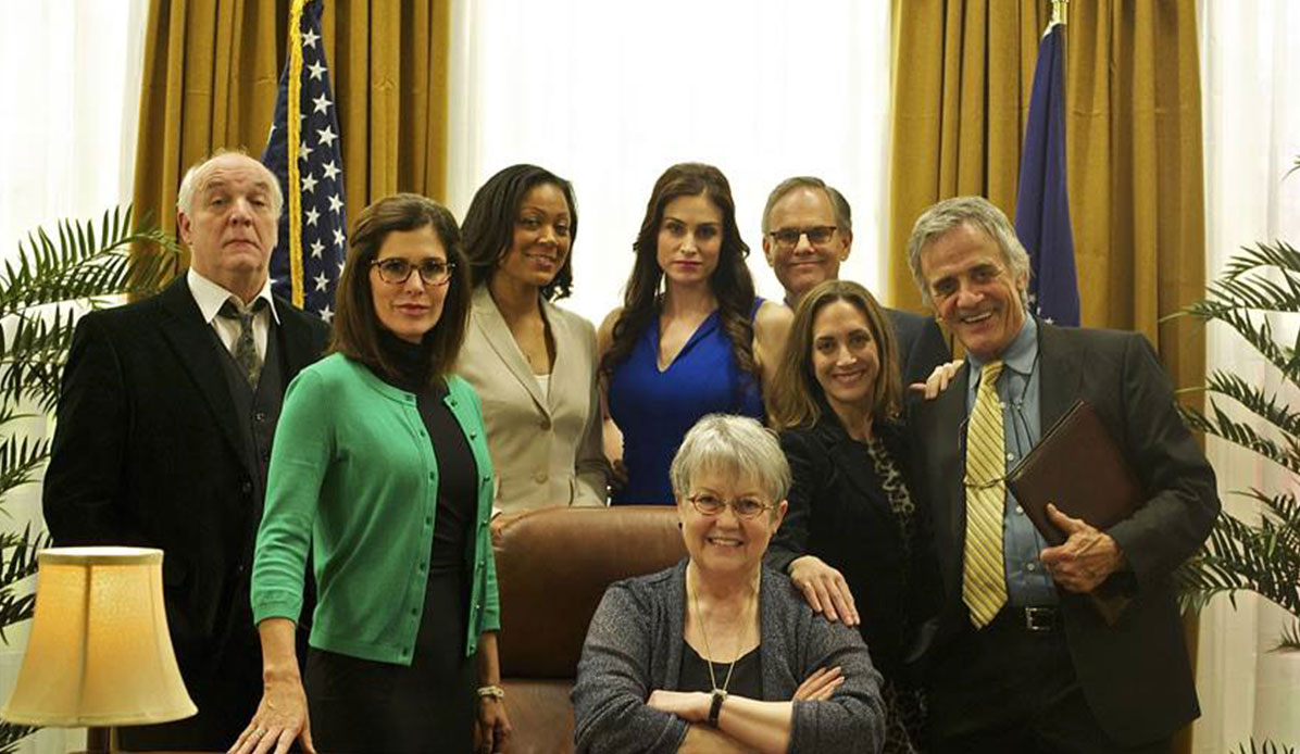 Actors on set of a feature film.