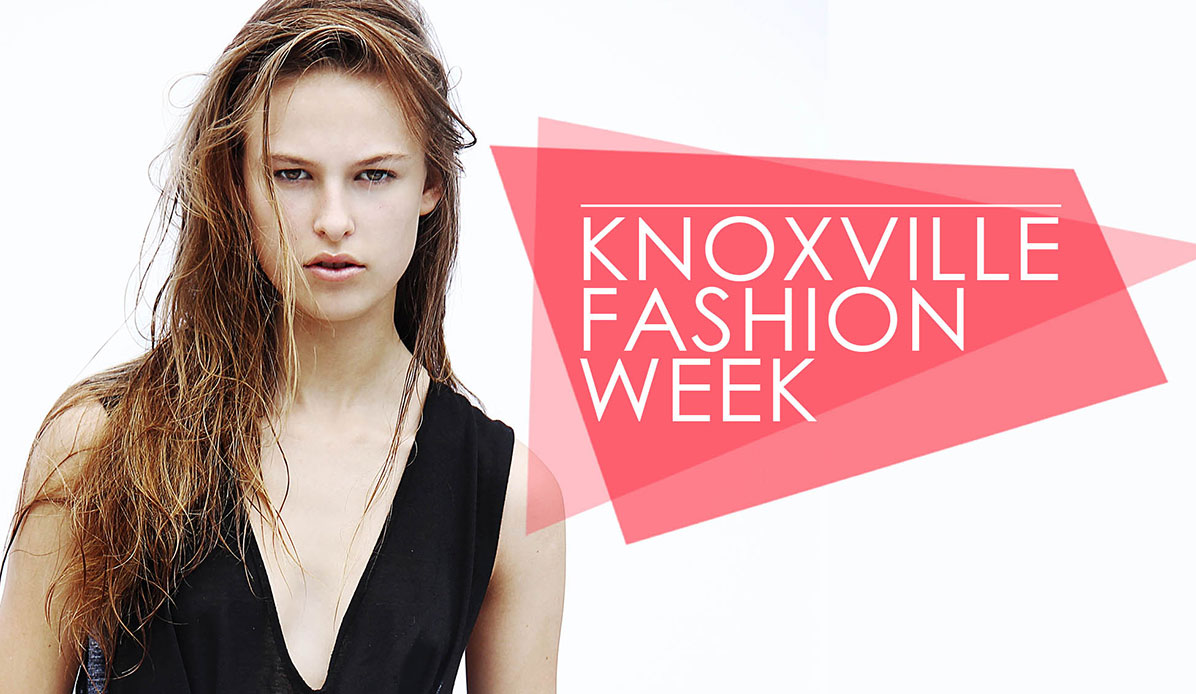 A model and the logo for the Knoxville Fashion Week.